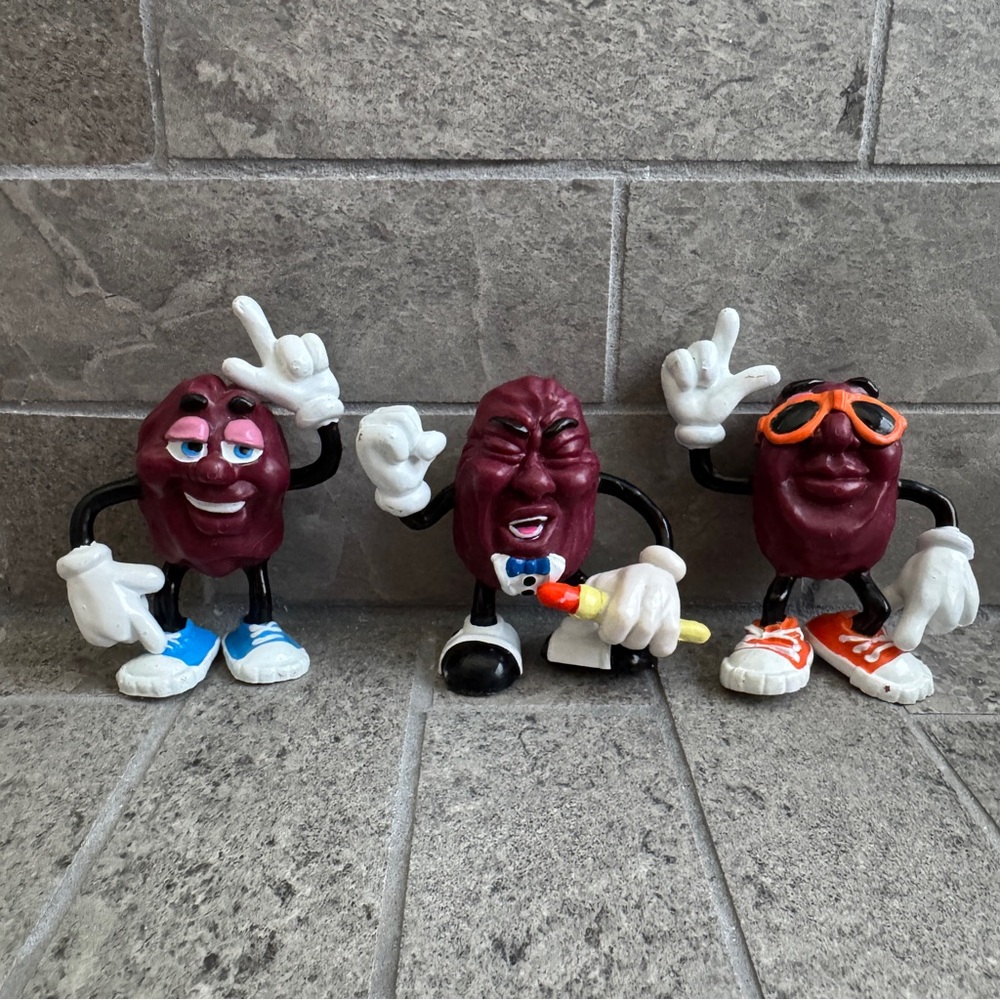 1987 Vintage California Raisins Bendable Figurines Set of 3 EUC